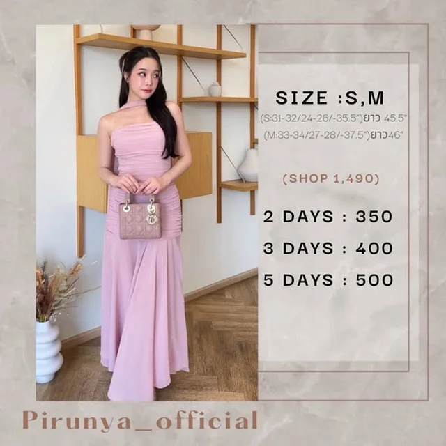 Pirunya LD20 Chiffon Pink Long Dress