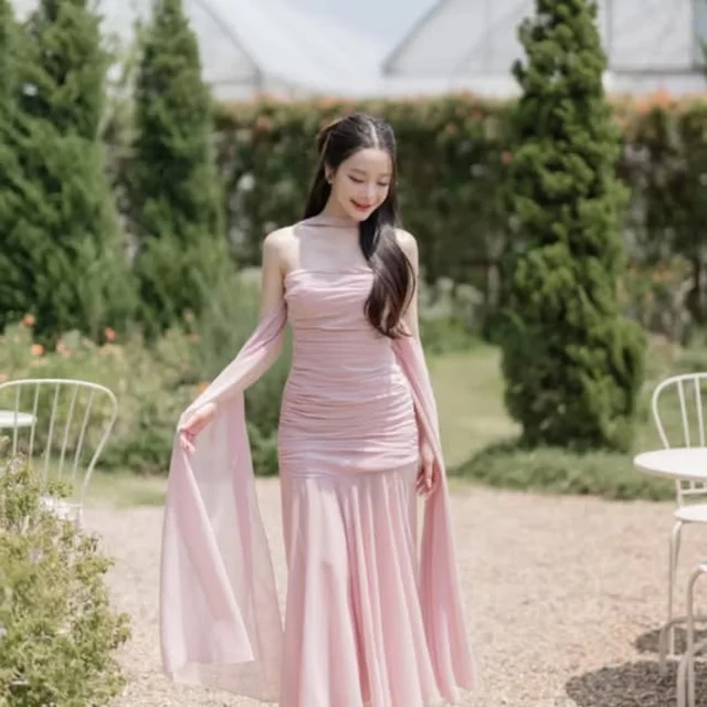 Pirunya LD20 Chiffon Pink Long Dress (alternate)