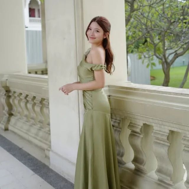 Pirunya LD18 Olive Green Long Dress  thumbnail 3