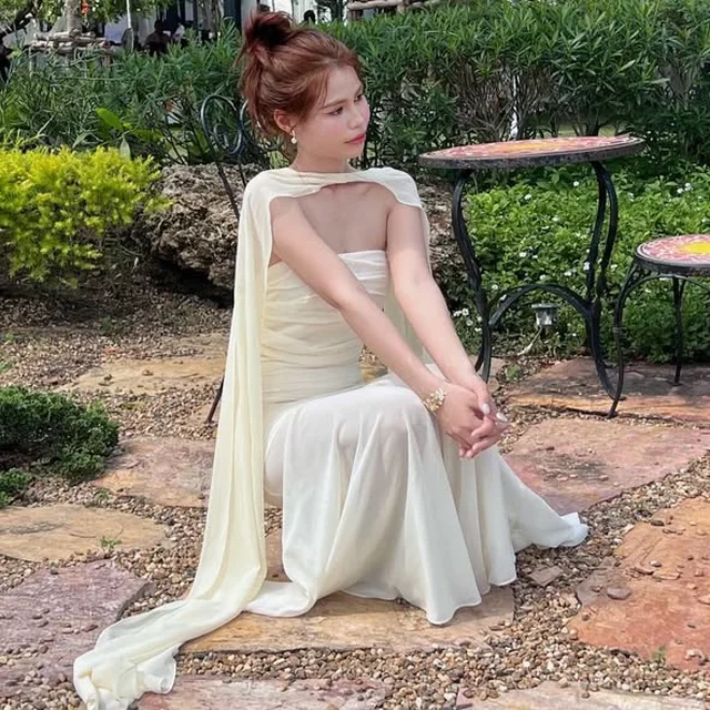 Pirunya LD20 Chiffon Cream Long Dress  thumbnail 3