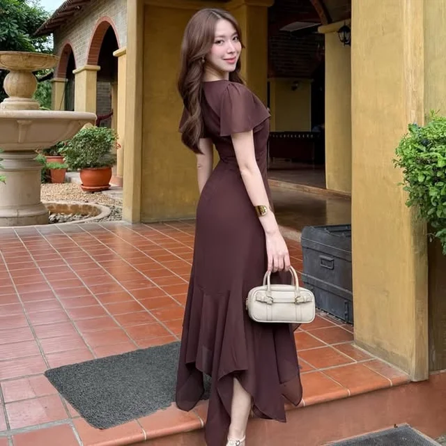 Firrr Amy Dark Brown Midi Dress  thumbnail 2