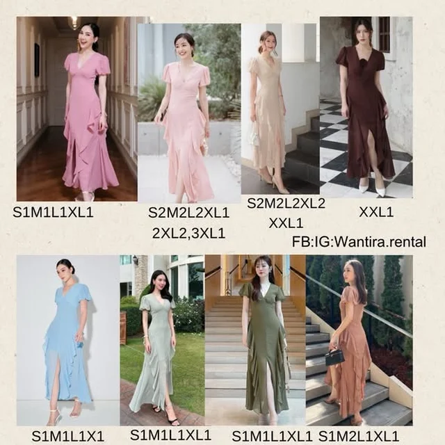 Firrr Ilia Dress เดรสยาวคอวีแขนสั้นระบายชาย