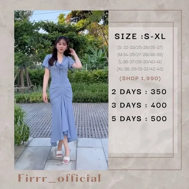 Firrr June Dress เดรสยาวคอวีแขนสั้นรูดระบายชาย (alternate)