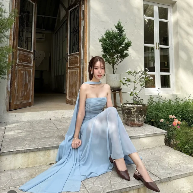 Pirunya LD20 Chiffon Blue Long Dress thumbnail 3