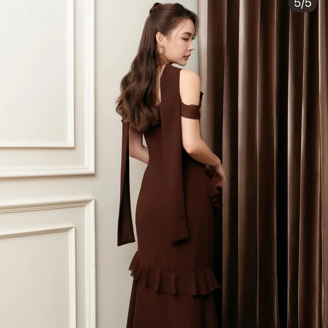 ชุดเดรสยาว Firrr Sarah Sleeve Dark Brown  thumbnail 3