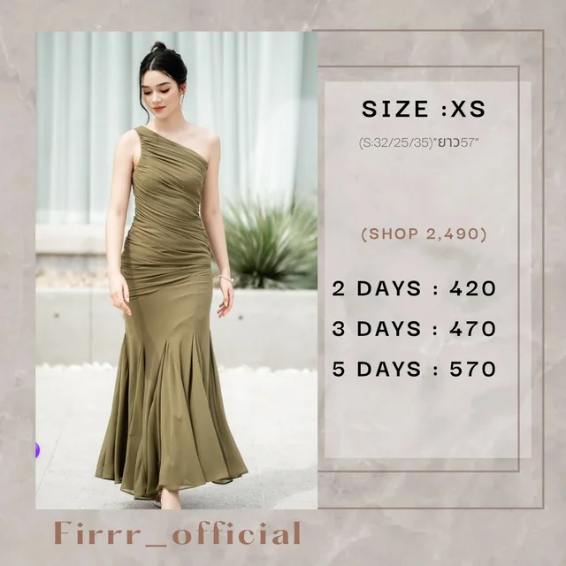 Firrr Jassie Olive Green Long Dress