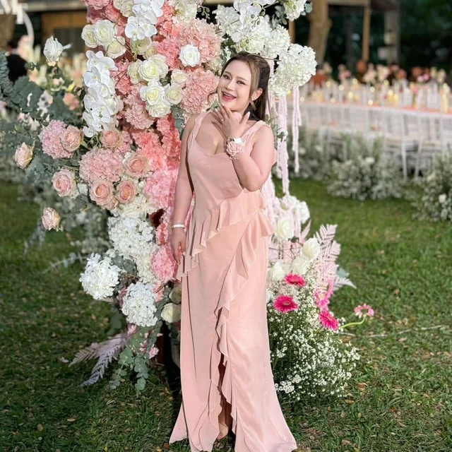 Firrr Sarah Pink Ruffle Long Dress  thumbnail 4
