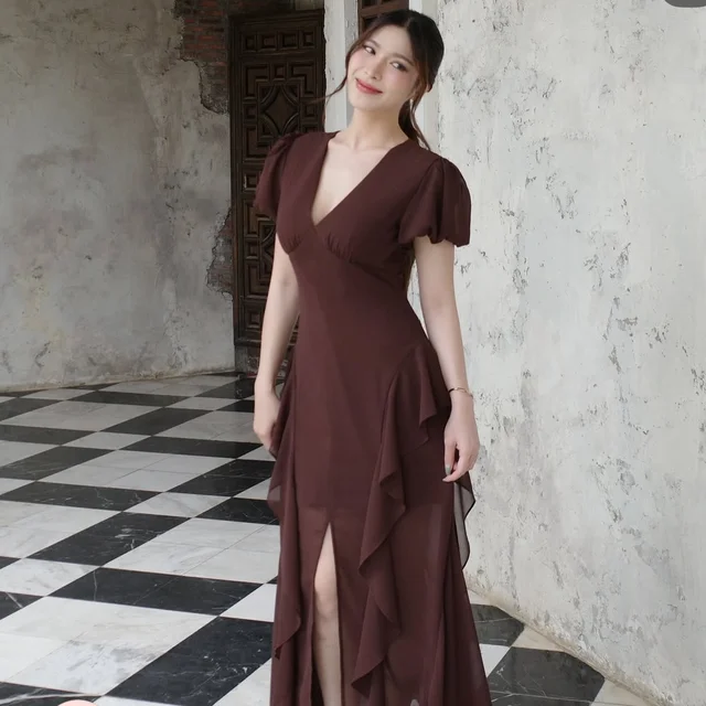 Firrr Ila Dark Brown Long Dress  thumbnail 3