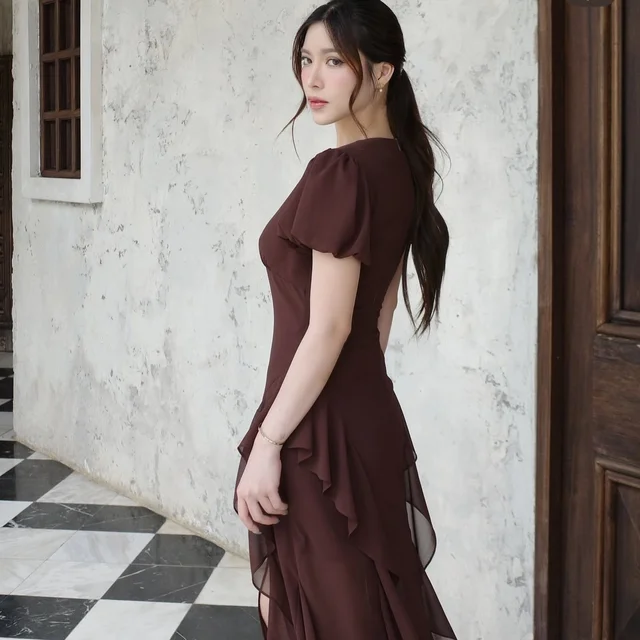 Firrr Ila Dark Brown Long Dress  thumbnail 2