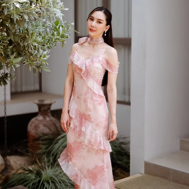 Firrr Sarah Sleeve Rose Long Dress thumbnail 4