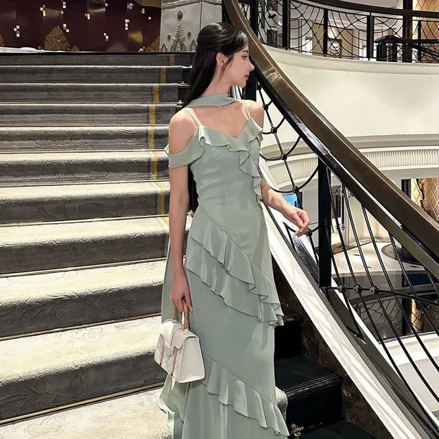 Firrr Sarah Sleeve Green Long Dress thumbnail 3