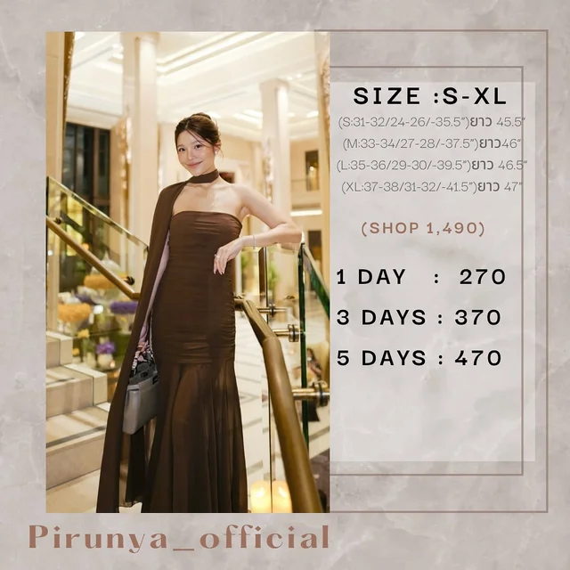 Pirunya LD20 Dark Brown One Shoulder Dress