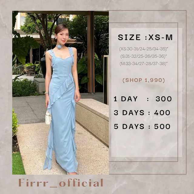 Firrr Sarah Blue Long Ruffled Dress