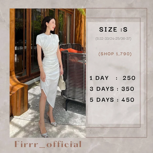 Firrr official White Ruched Long Dress