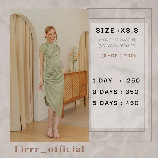 Firrr official เดรสเขียว Draped Midi Dress