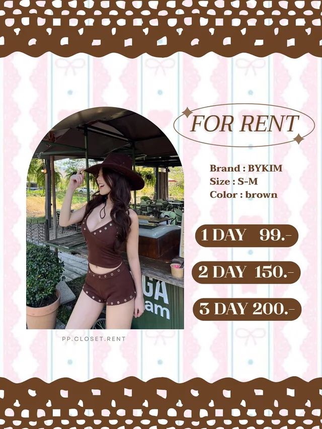 BYKIM ชุดเซ็ตเสื้อครอป กางเกงขาสั้น พร้อมหมวกคาวบอย