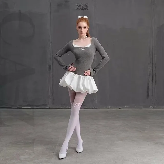 Grey Ballet Mini Dress Set 1