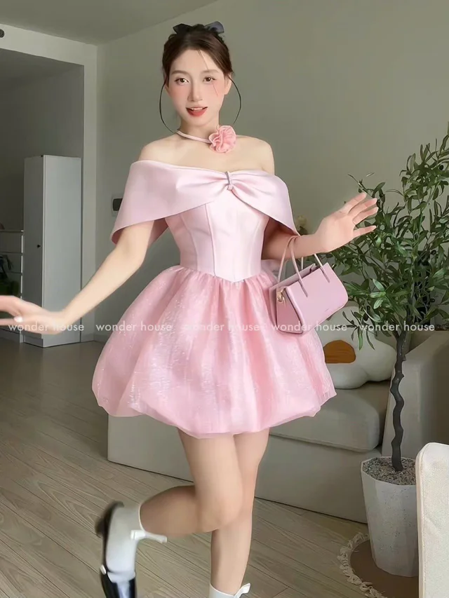 Pink Sweet Bow Mini Dress thumbnail 2