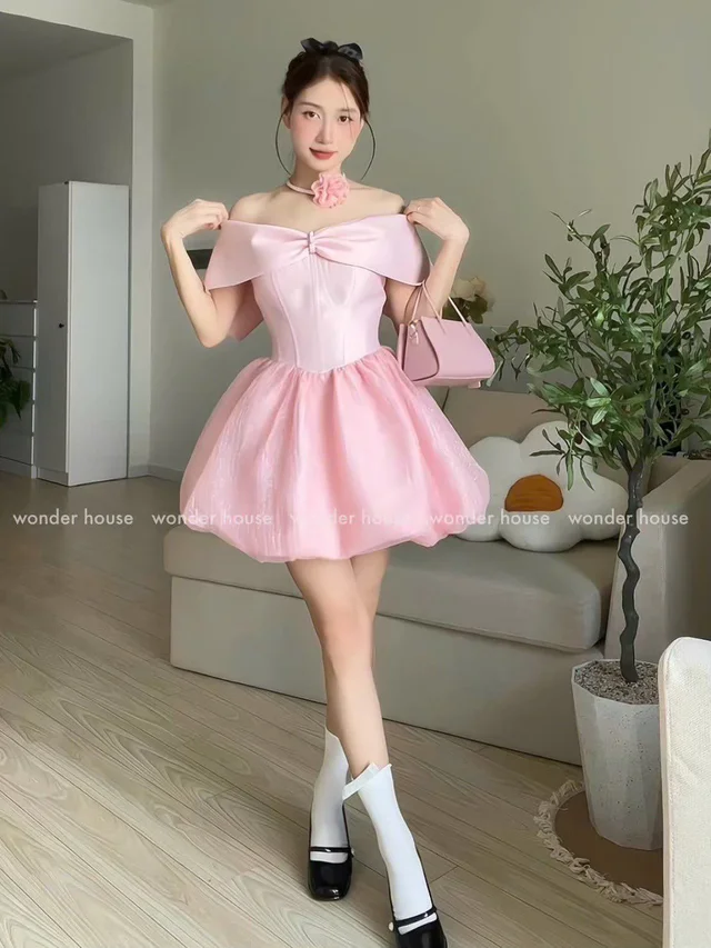 Pink Sweet Bow Mini Dress 1