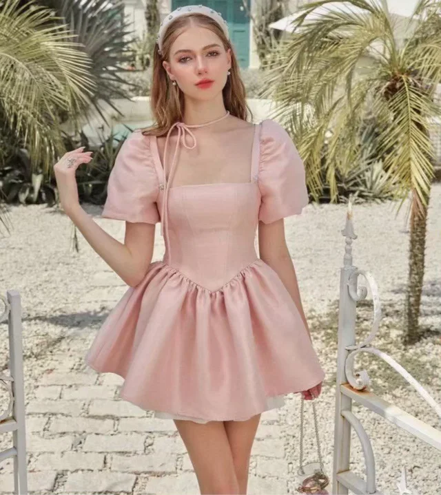 Baby Pink Puff Corset Dress thumbnail 2