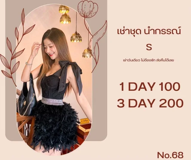 เดรสดำขนนกหวานหรู Mini Dress thumbnail 3