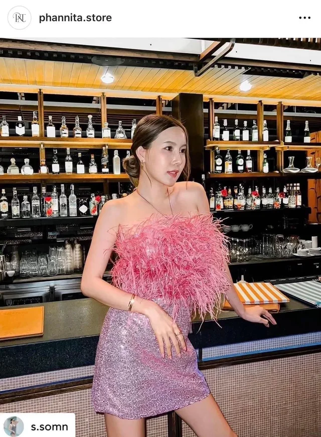 เดรสขนนกชมพูแซ่บหรู Mini Dress thumbnail 4