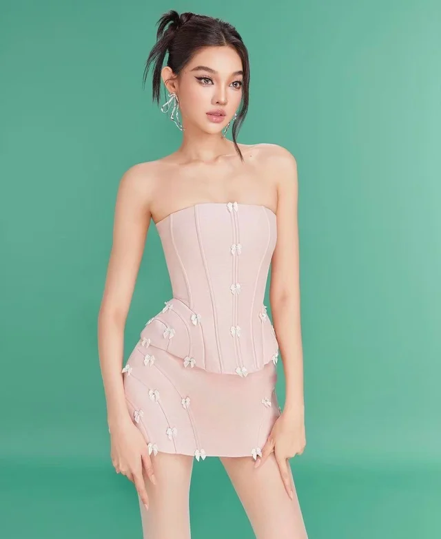 เดรสคอร์เซ็ตชมพูอ่อนหวานหรู Mini Dress thumbnail 4