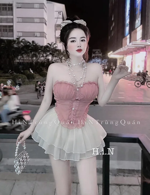 H.i.N – เดรสเกาะอกชมพูหวานน่ารัก Mini Dress (alternate)