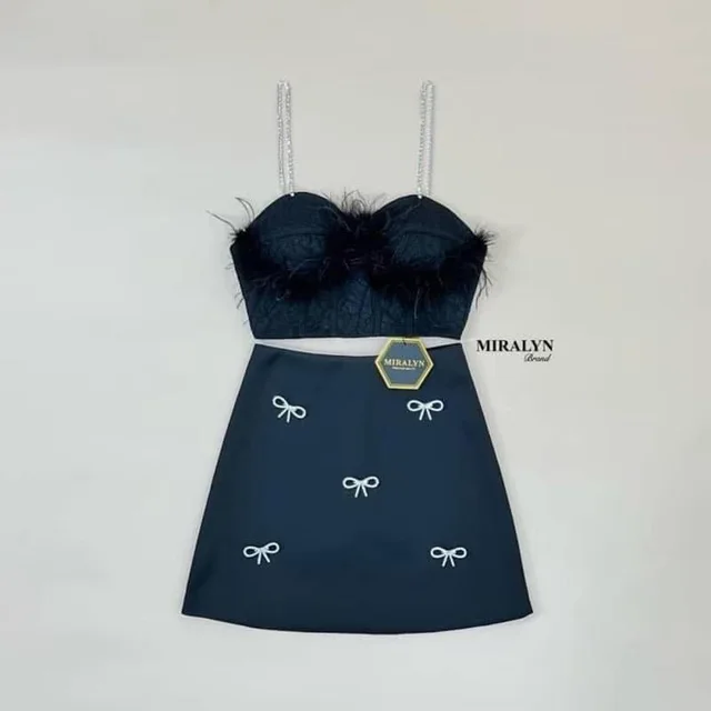เดรสขนนกดำโบว์เงินหวานแซ่บ Mini Dress thumbnail 4