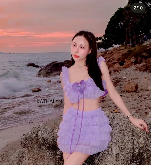 Kathalyn – ทูพีซหวานละมุน โทนม่วงลาเวนเดอร์ ระบายลูกไม้ Two Piece Set 1