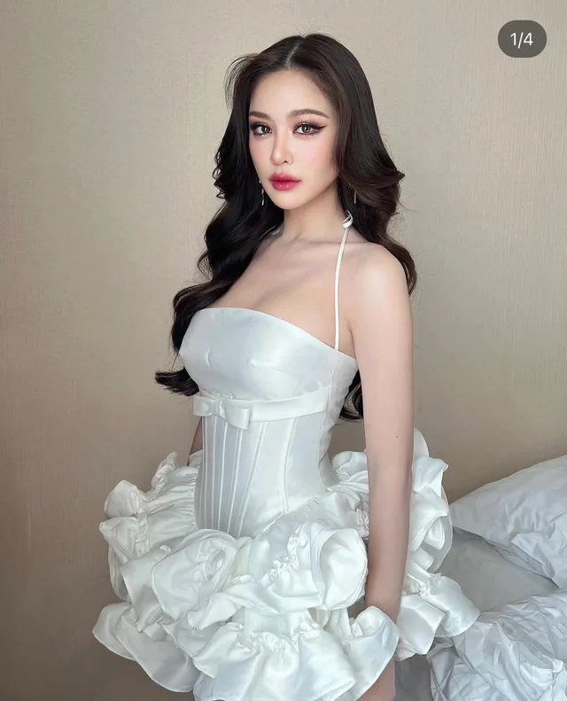 White Satin Corset Ruffle Dress (No.200) (alternate)