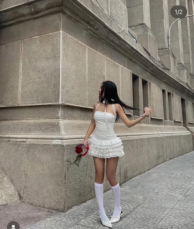 Pure White Ruffle Corset Mini Dress thumbnail 4