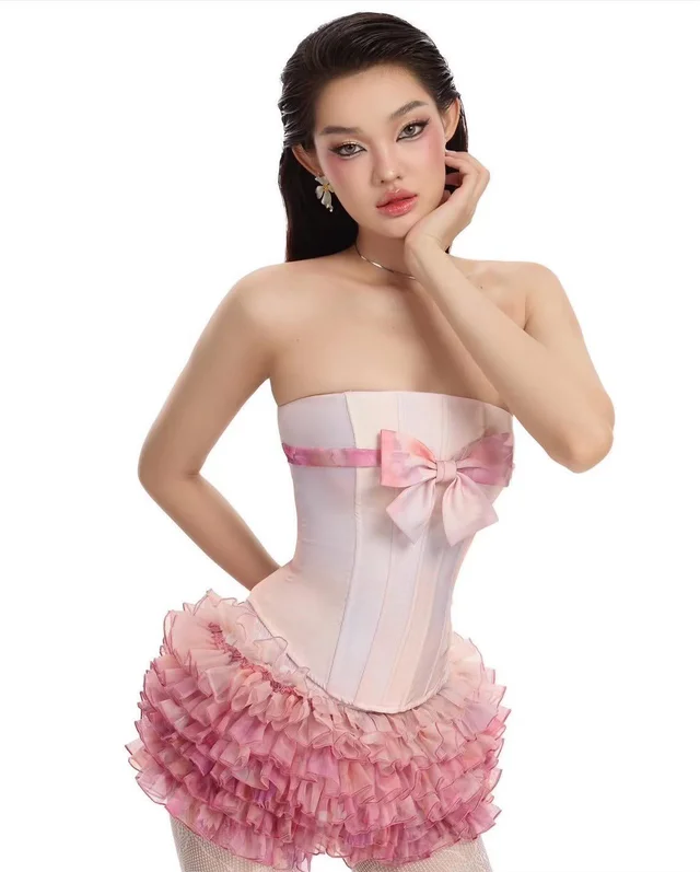 Pink Ribbon Corset Ruffle Set thumbnail 2