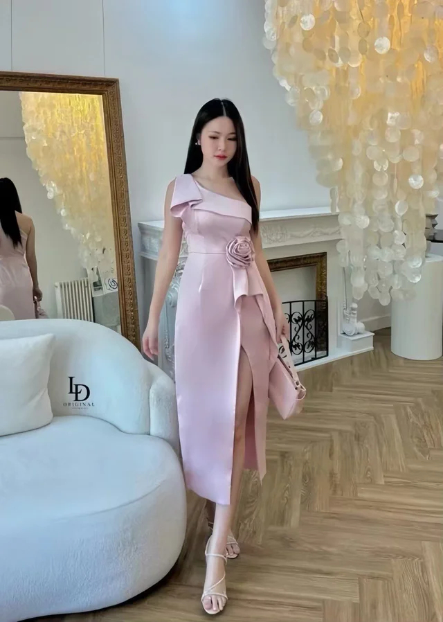 Blush Rose One-Shoulder Dress