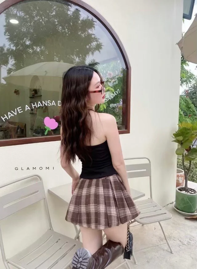 Black Corset Plaid Mini Dress