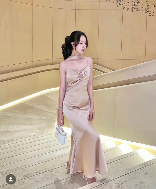 Champagne Satin Slim Dress (alternate)