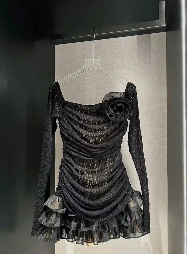 Black Lace Mini Dress thumbnail 2