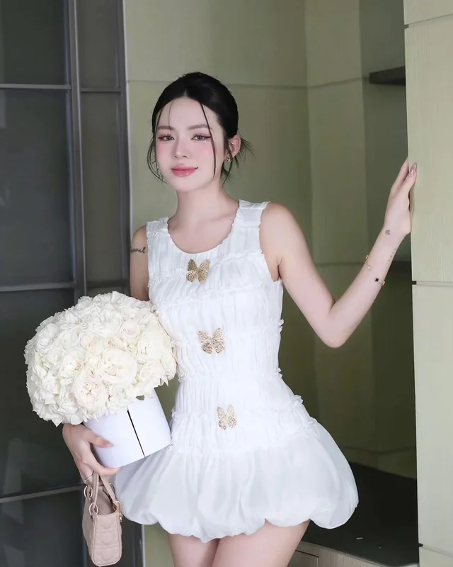 White Butterfly Mini Dress thumbnail 4