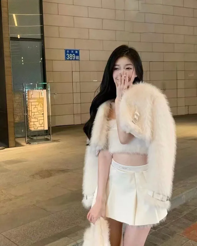 Ivory Fur Set Mini Dress thumbnail 4