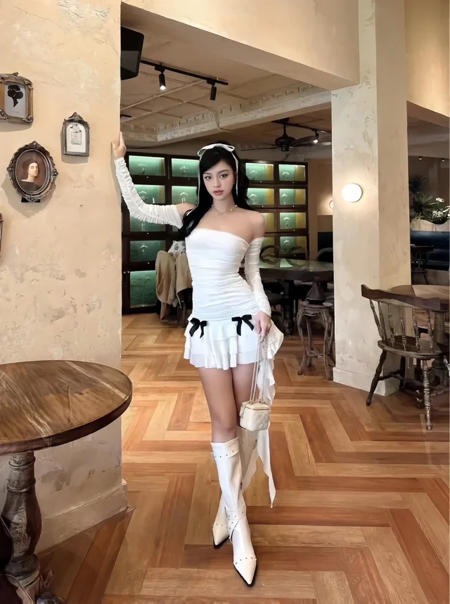 White Ribbon Mini Dress thumbnail 2