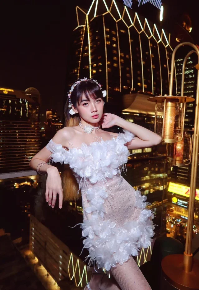 Feather White Party Dress