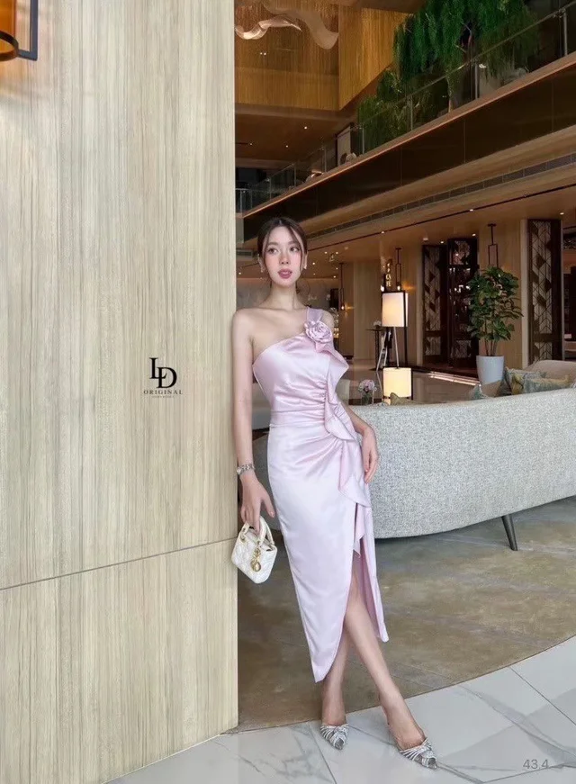 เดรสเกาะอกชมพูหรูหวาน Long Dress thumbnail 2