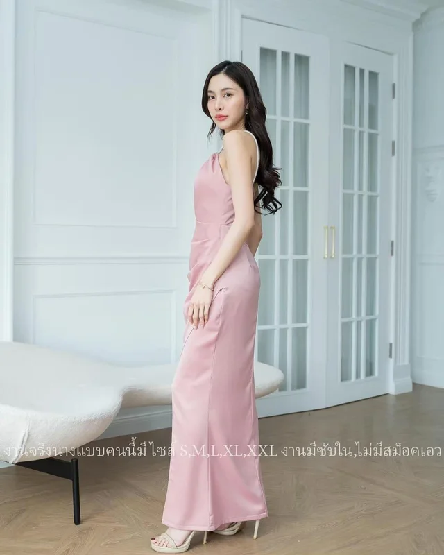 เดรสเกาะคอชมพูหวานหรู Long Dress thumbnail 4