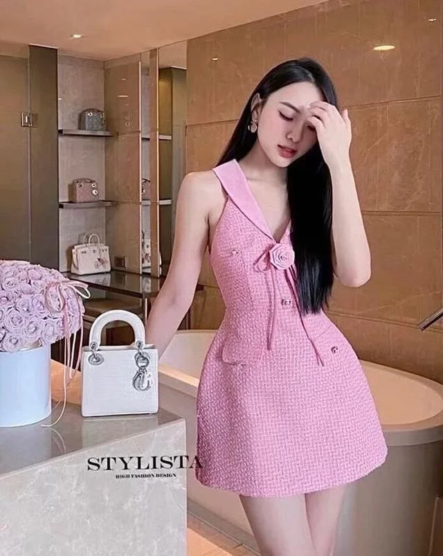 LISTA เดรสชมพูหวานหรู Elegant Mini Dress