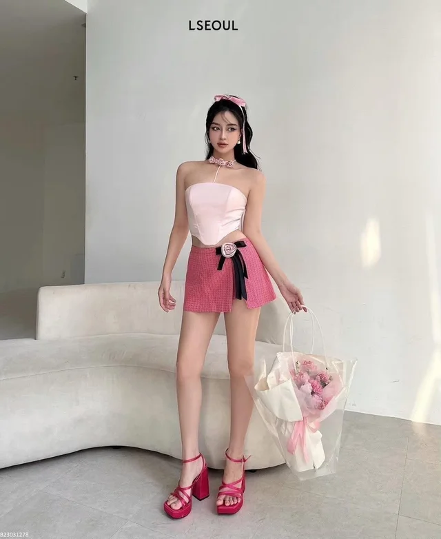 LSEOUL คอร์เซ็ตชมพูหวาน สไตล์คุณหนูเกาหลี (alternate)
