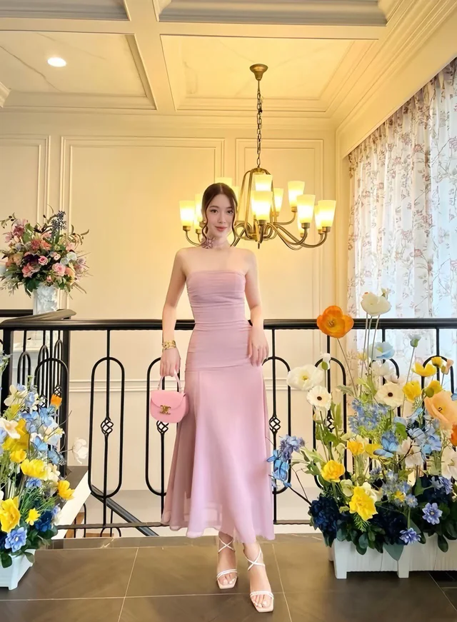 Sweet Pink Tube Maxi Dress