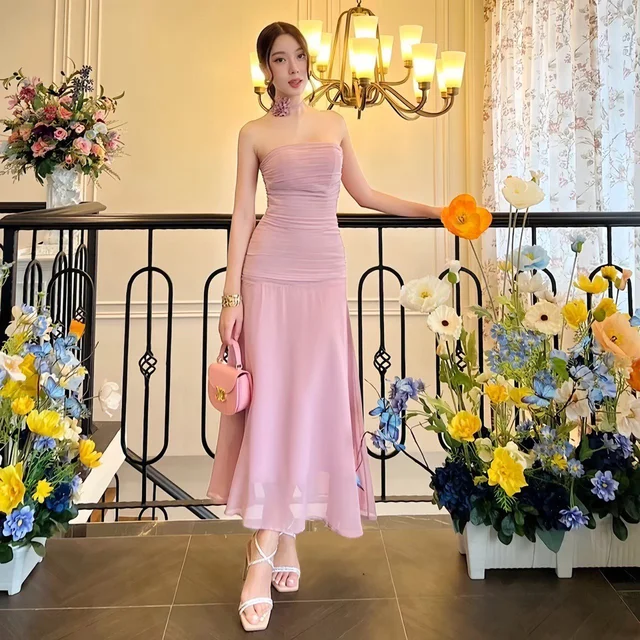 Sweet Pink Tube Maxi Dress thumbnail 4