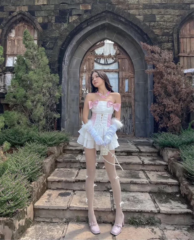 เดรสเกาะอกโบว์ชมพูพาสเทล Mini Dress thumbnail 4