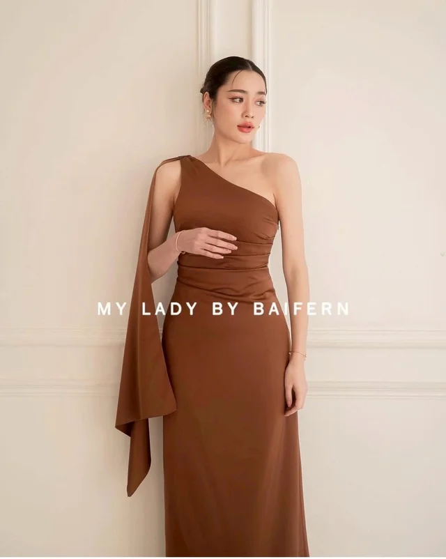MY LADY BY BAIFERN เดรสราตรียาวสีน้ำตาลหรูสุภาพ (alternate)