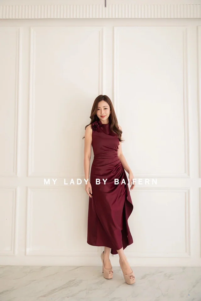 Lady by Baifern เดรสยาวสีไวน์หรูหวานสุภาพ 1